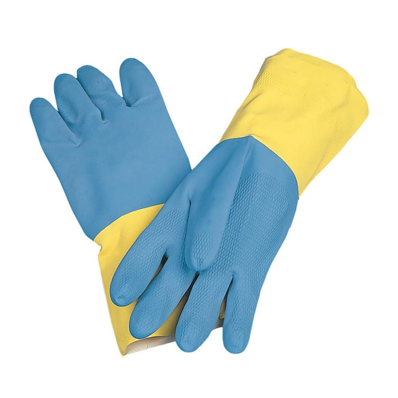 wyler_enterprises_HandProtection_ChemicalResistant_Sensous Blue_Yellow SENSOUS RUBBER GLOVES FLOCKLINED - Image 1