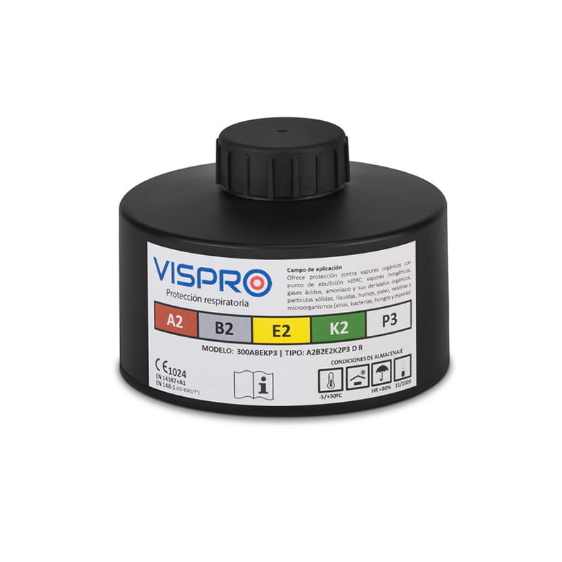 wyler_enterprises_RespiratoryProtection_GasMask_Vispo_Vispro A2B2E2k2 A2B2E2K2P3 ALL PURPOSE CANISTER GAS MASK - Image 1