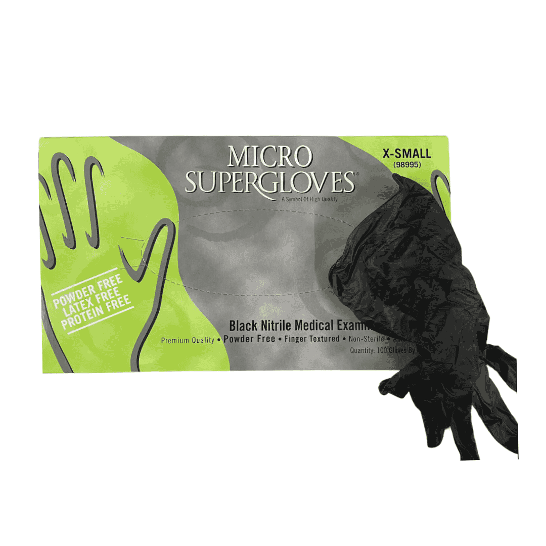 wyler-Microsuper20Nitrile20Gloves20Disposable20Black-HPDGMNGDB.png Microsuper Nitrile Gloves Disposable Black - Image 1